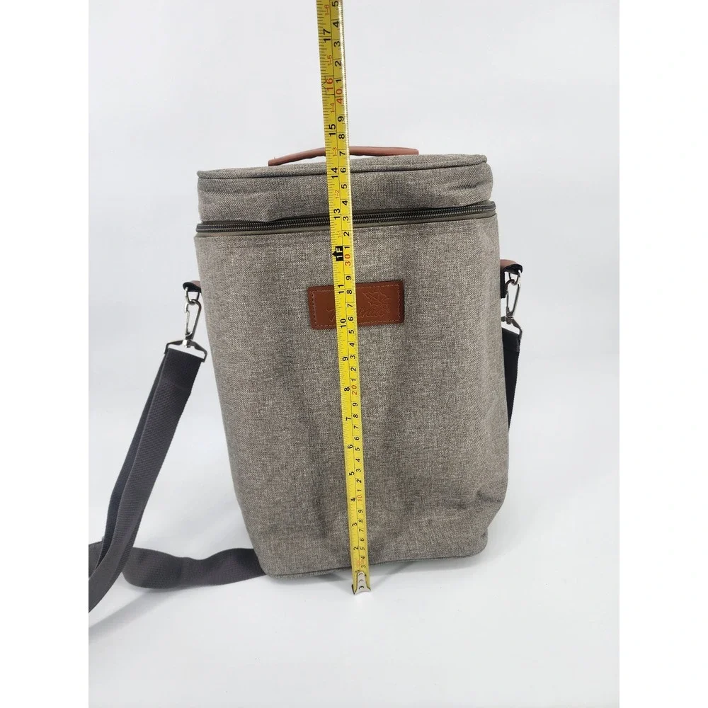 Tirrinia 2 Bottle Wine Carrier Insulated Tote Bag Gray‎ Heather Travel Cooler